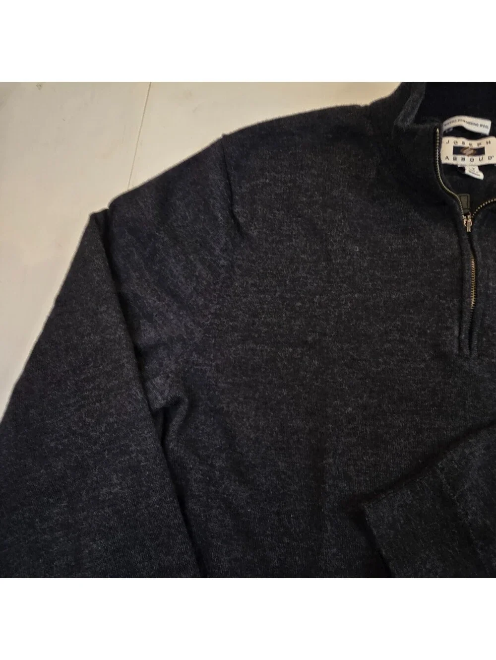 Joseph Abboud 100% Extra Fine Merino Wool Quarter Zip Sweater Size 2XL Tall Gray